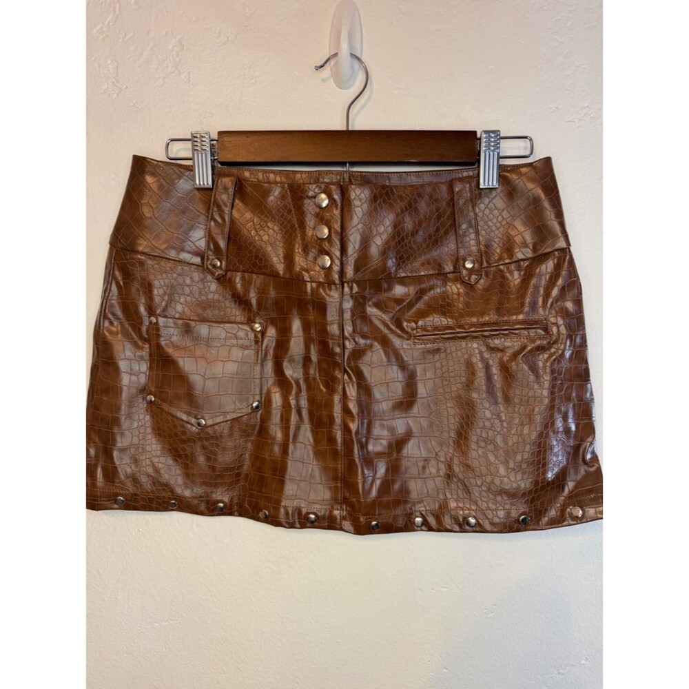 NWT Y2K Faux Croc Leather Mini Skirt  sz small